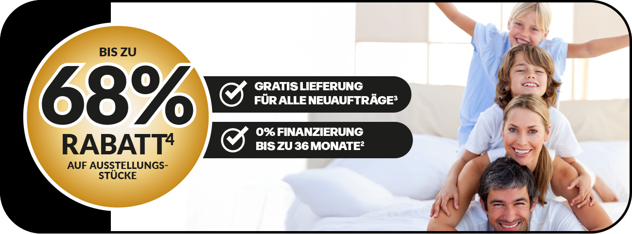 bis zu 68 Prozent Rabbat auf viele Ausstellungsstücke.